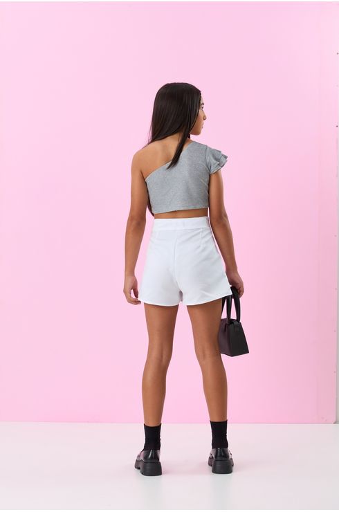 Shorts Saia Estilo Alfaiataria Com Abertura
