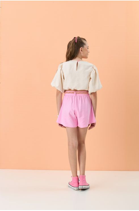 Shorts Amplo Liso Estilo Alfaiataria