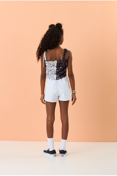Shorts Liso Com Cinto Estampado