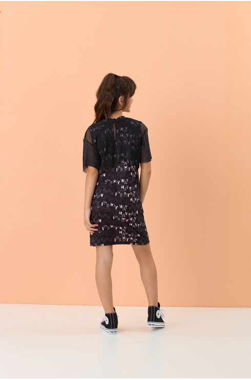 Vestido Estampado Com Cropped
