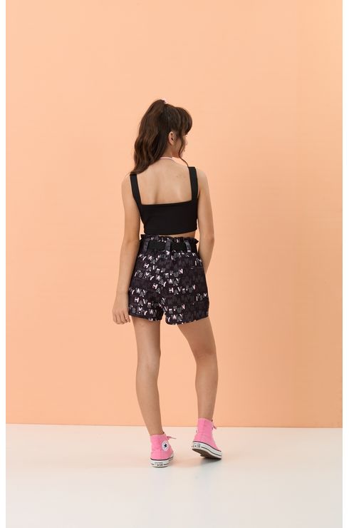 Shorts Estampado Com Detalhes