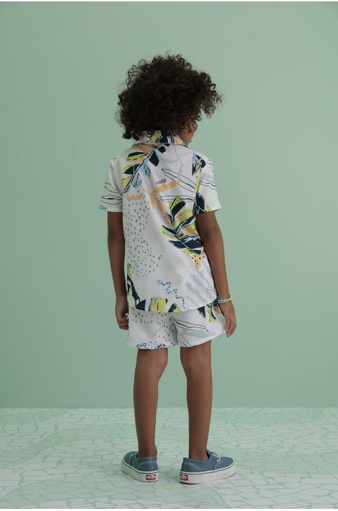 Camisa Estampada Com Fenda Lateral