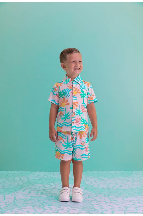Camisa Em Viscose Estampada