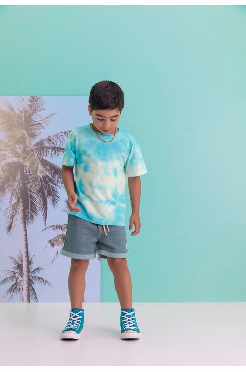 Camiseta Ombro Deslocado Tiedye