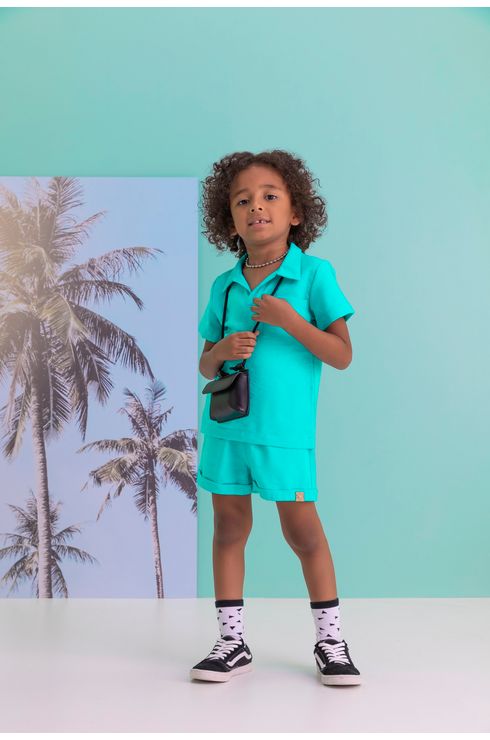 Bermuda Em Twill, Com Barra Virada