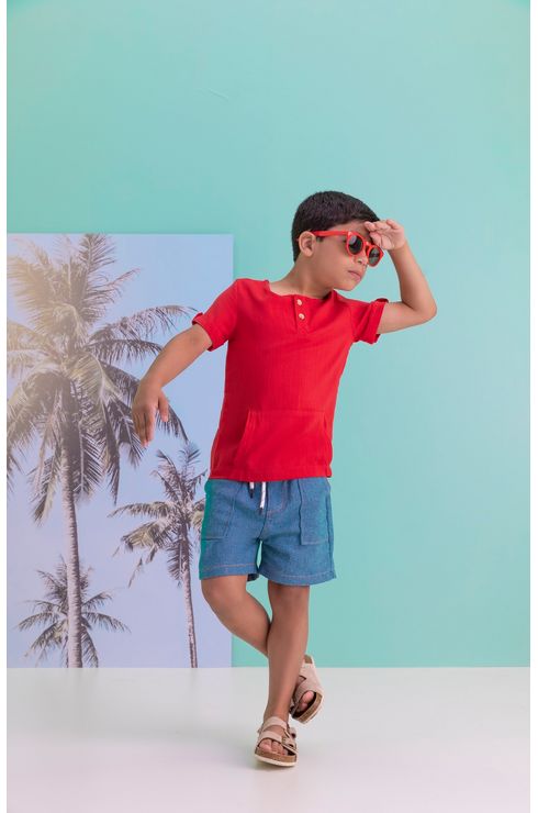 Camisa Bata Com Bolso Canguru