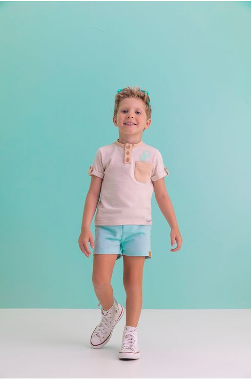 Camiseta Listrada Com Botões E Bolso E Silk