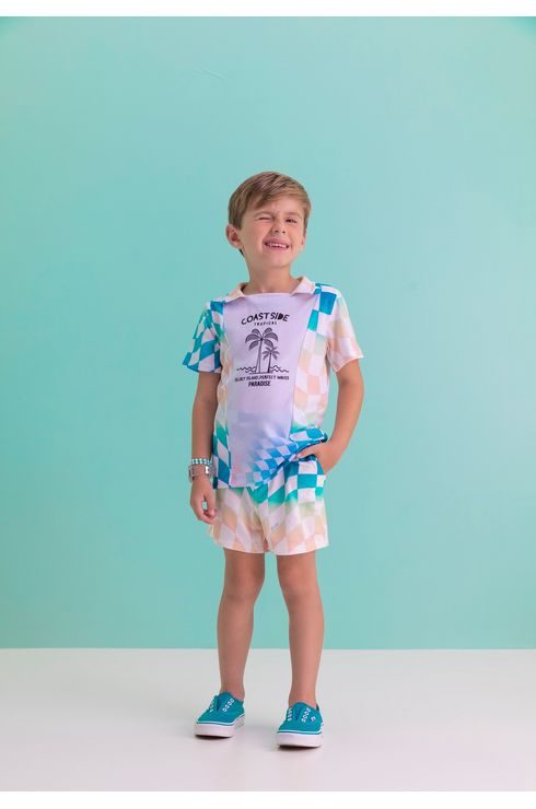 Camiseta Com Gola E Recorte Frente Localizada Racer