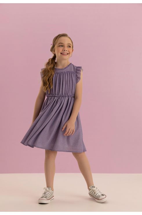 Vestido Com Babado De Glitter