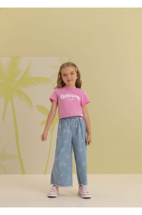 Calça Wide Leg Jeans Com Laser , Barra E Clochard Desfiado