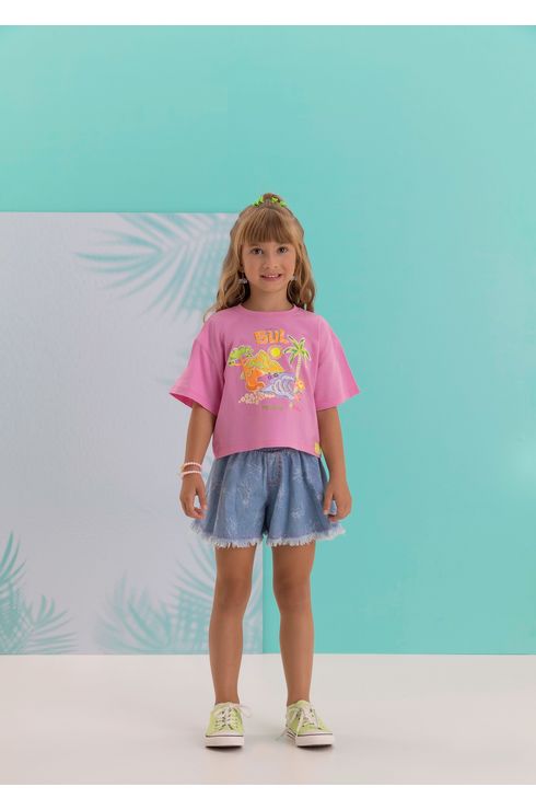 Shorts Godê Com Laser E Cós De Elástico