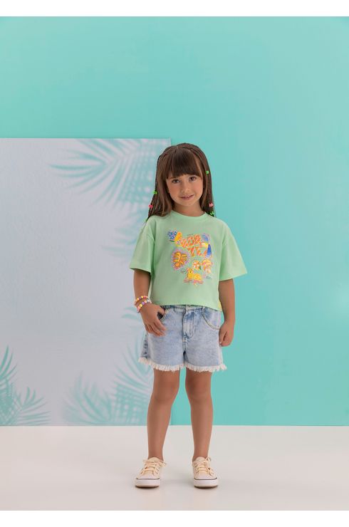 Shorts Jeans Com Strass No Bolso