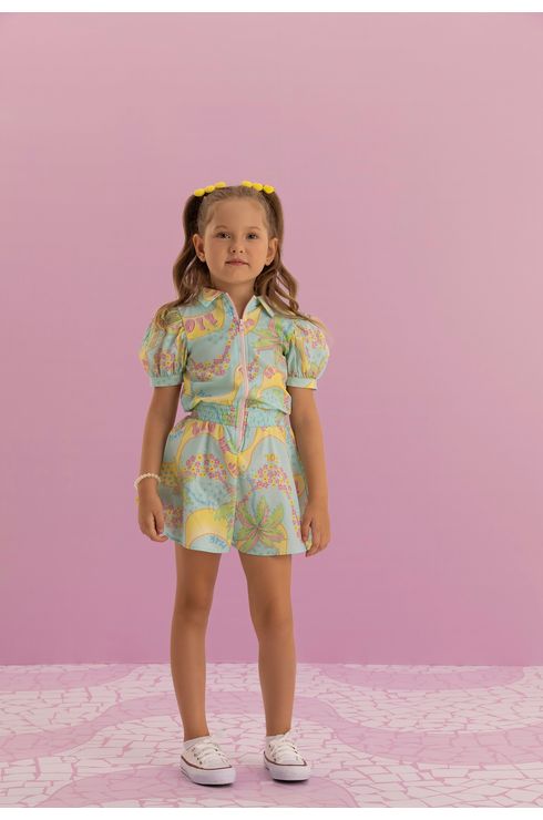 Macaquinho Godê Em Tricoline Estampado