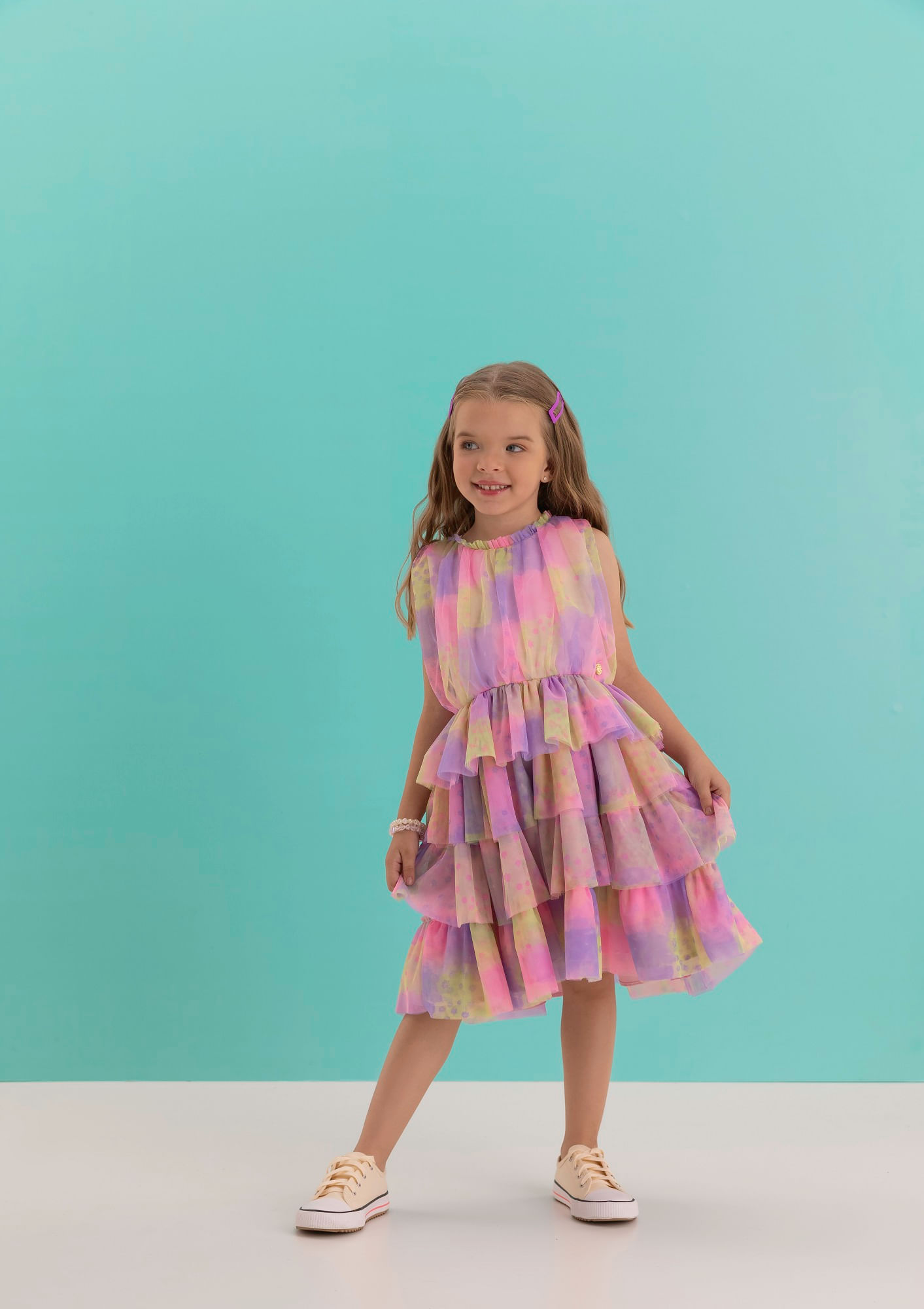 Vestido-Tule-Estampado-Com-Babados-Midi