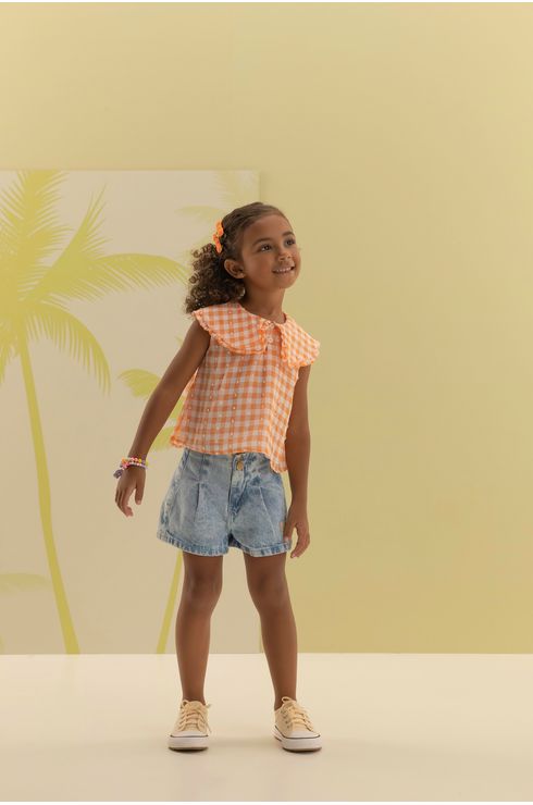 Shorts Cintura Alta Com Pences