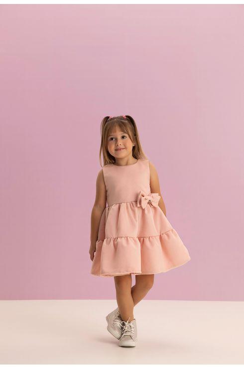 Vestido Festa Com Tule De Glitter E Laço Fixo