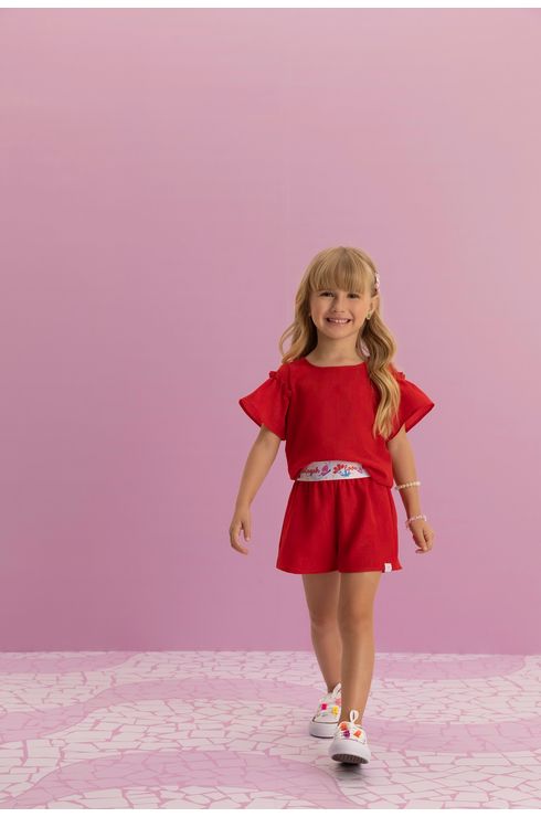 Blusa Lisa Com Manga Fluida E Babado