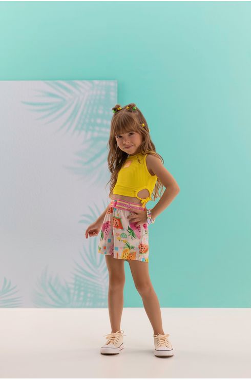 Conjunto Regata Canelada E Shorts Com Elastico