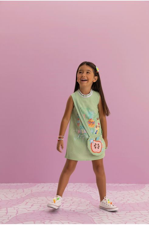 Vestido Com Estampa Local E Bolsa