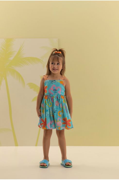 Vestido Estampado Com Alça Em Cordão