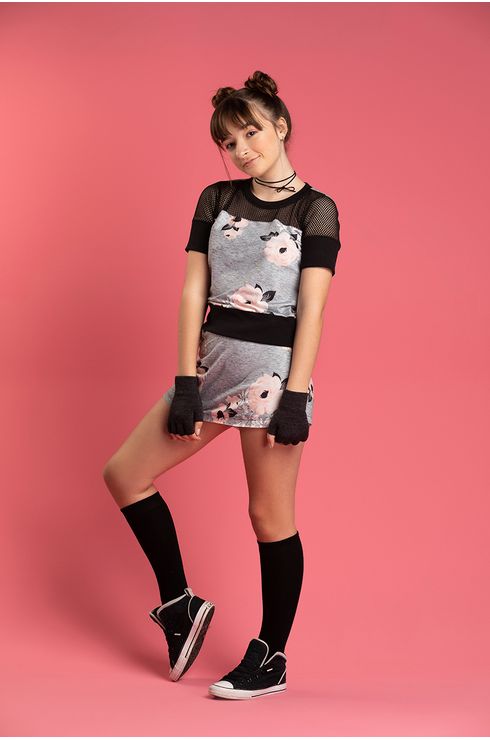 Blusa Estampa C/ Mangas 7/8 De Tela