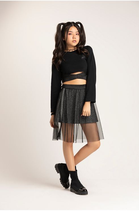 Blusa Manga Longa C/ Elástico Transpassado Cintura