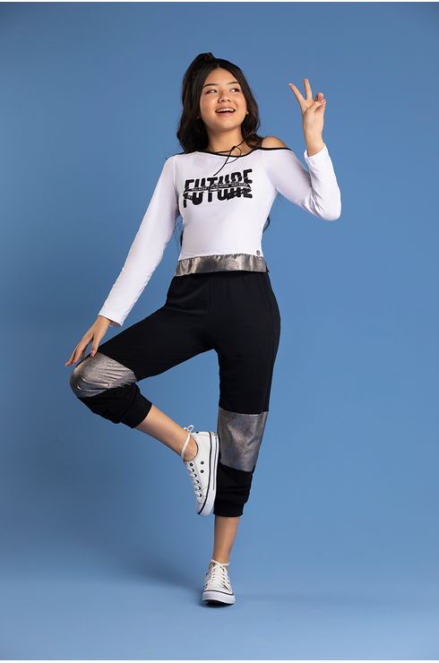 Blusa Manga Longa Assimétrica Com Estampa