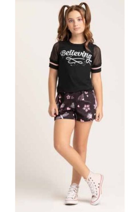 Conjunto Manga Curta Blusa E Short