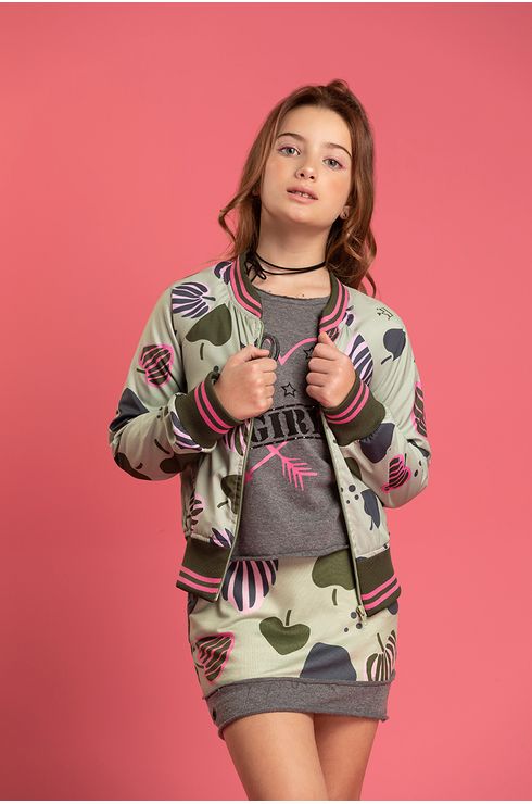Jaqueta Bomber Estampada Com Ribana