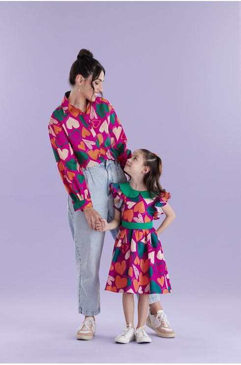Camisa De Tricoline Com Estampa De Corações