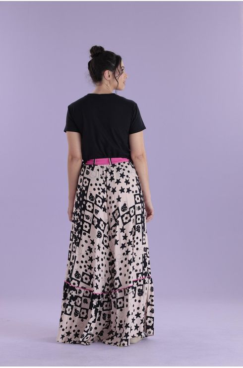 Saia Super Midi De Viscose Estampada
