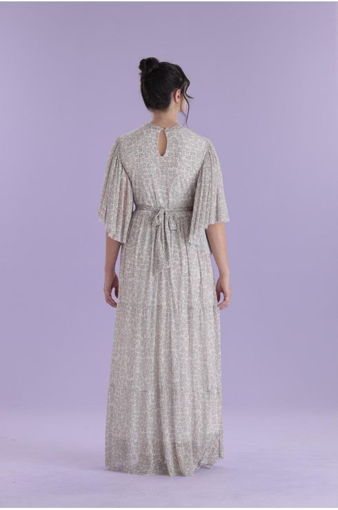 Vestido De Festa Midi Com Manga Fluida