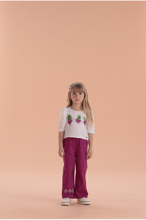 Blusa Manga Curta Com Estampa Frontal