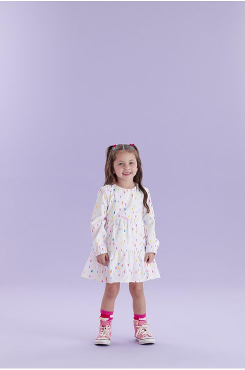 Vestido Manga Longa Com Saia Ampla E Faixa Para Amarração