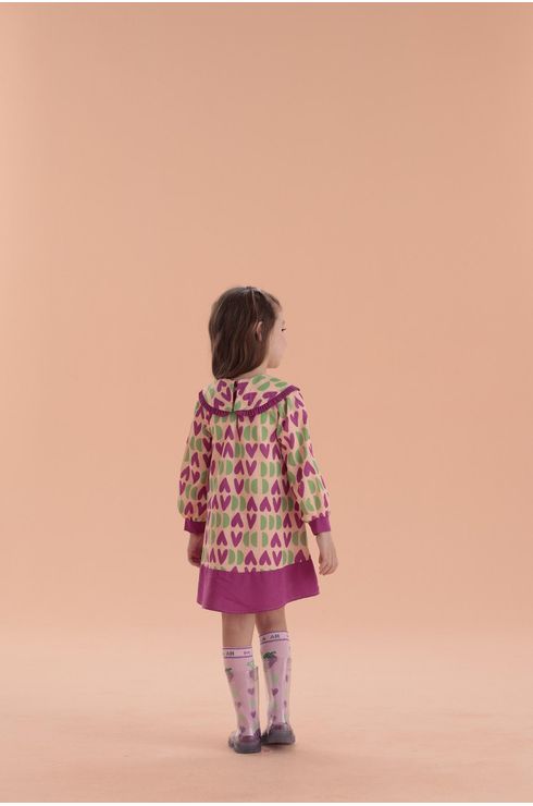 Vestido Manga Longa Com Gola Boneca E Mangas Amplas