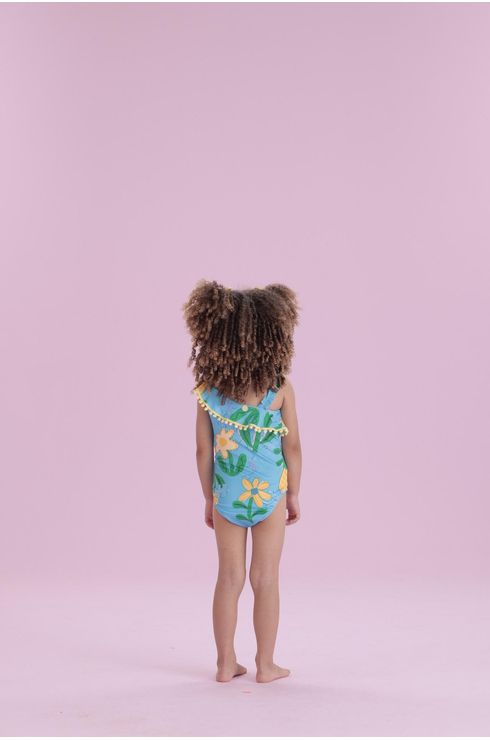 Maiô Estampado Com Ombro Diferenciado E Babado