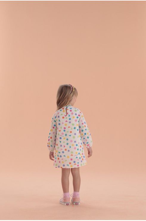 Vestido Manga Longa Com Manga Fluida E Gola De Retilinea