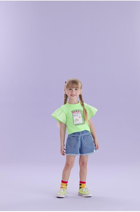 Blusa Manga Curta Com Estampa E Manga Ampla