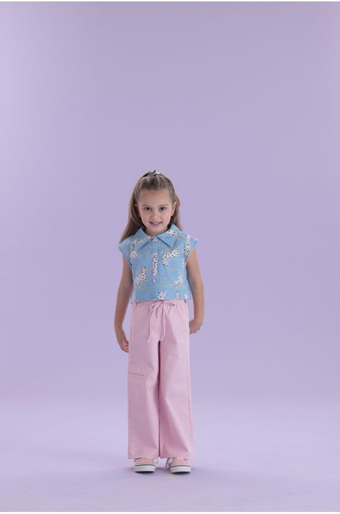 Camisa Manga Curta Estampada Com Bolso Frontal