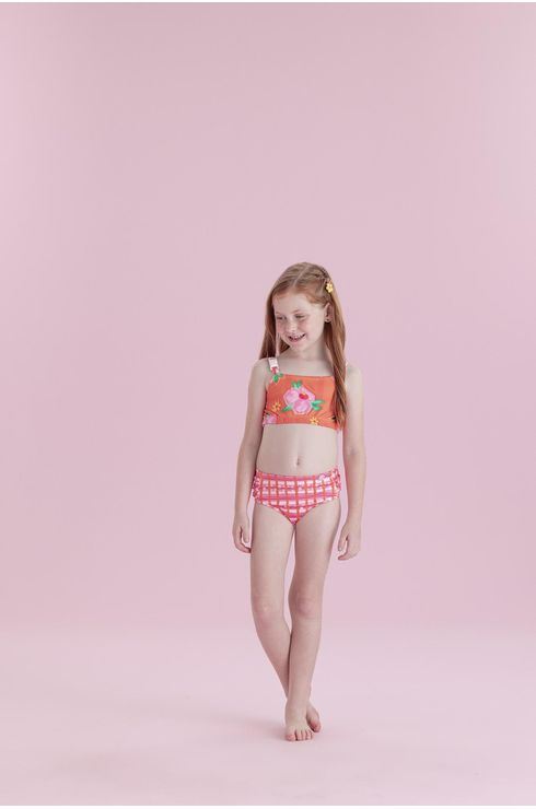 Biquini Floral Com Fivela Nas Alças