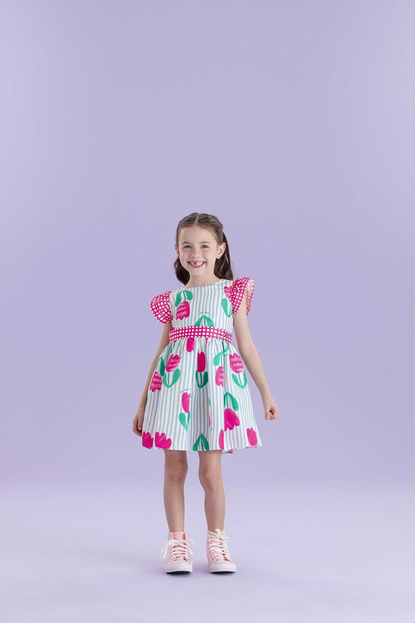 Vestido-Festa-Estampado-Com-Cinto-E-Manga-Fluida