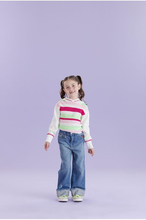 Blusa Manga Longa Listrada Com Capuz