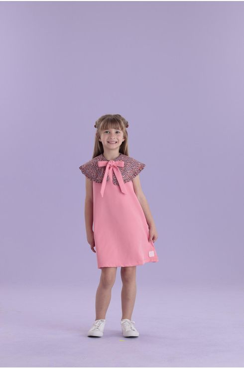 Conjunto Manga Curta Vestido Alfaiataria E Blusa Com Gola Boneca