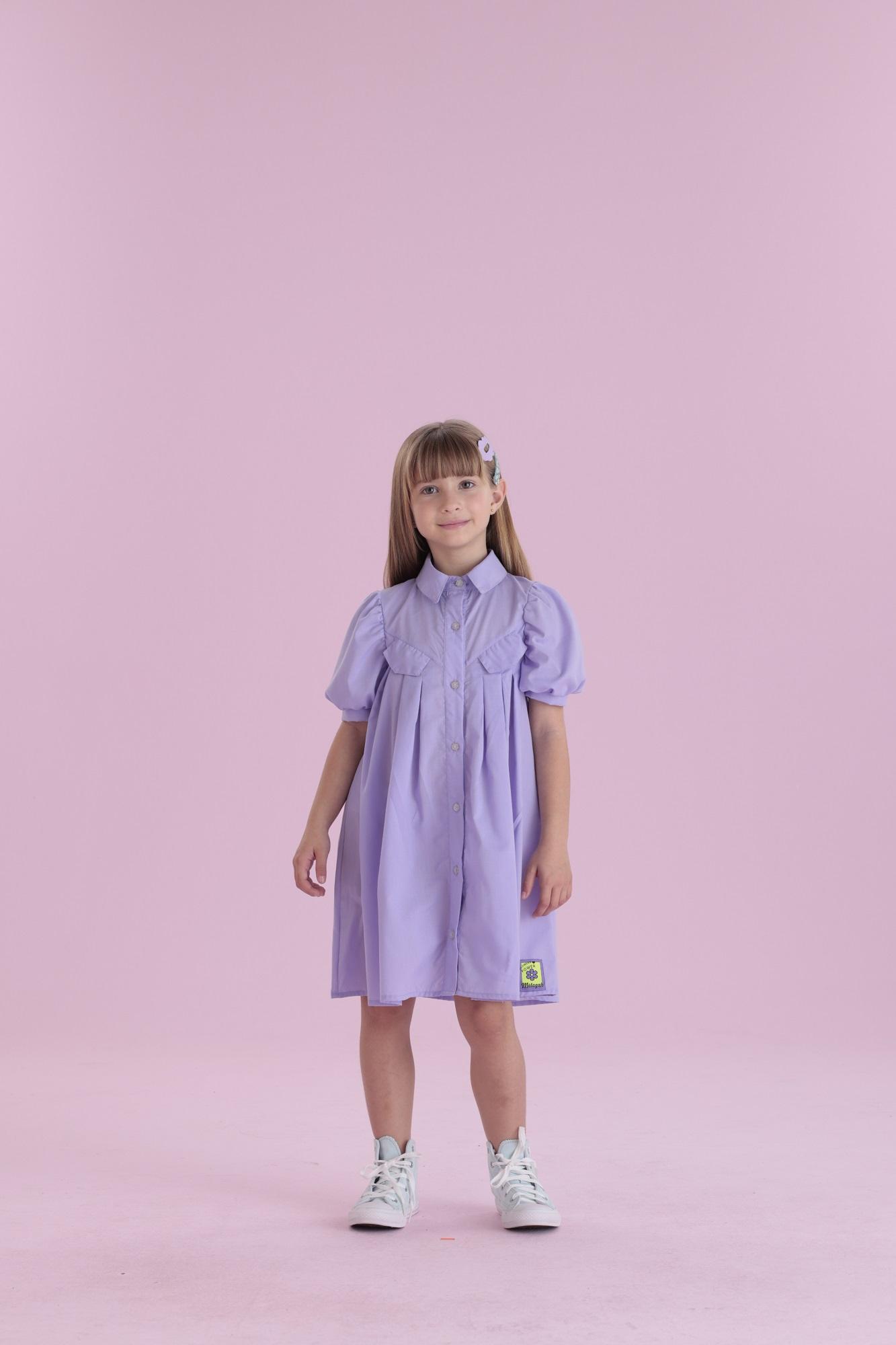 Vestido-Manga-Curta-Com-Pregas-Com-Gola-E-Botoes