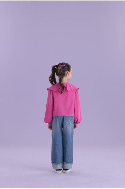 Blusa Manga Longa Com Gola Boneca E Laço