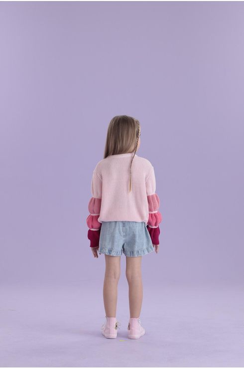 Blusa Manga Longa Manga Bubble De Tricô