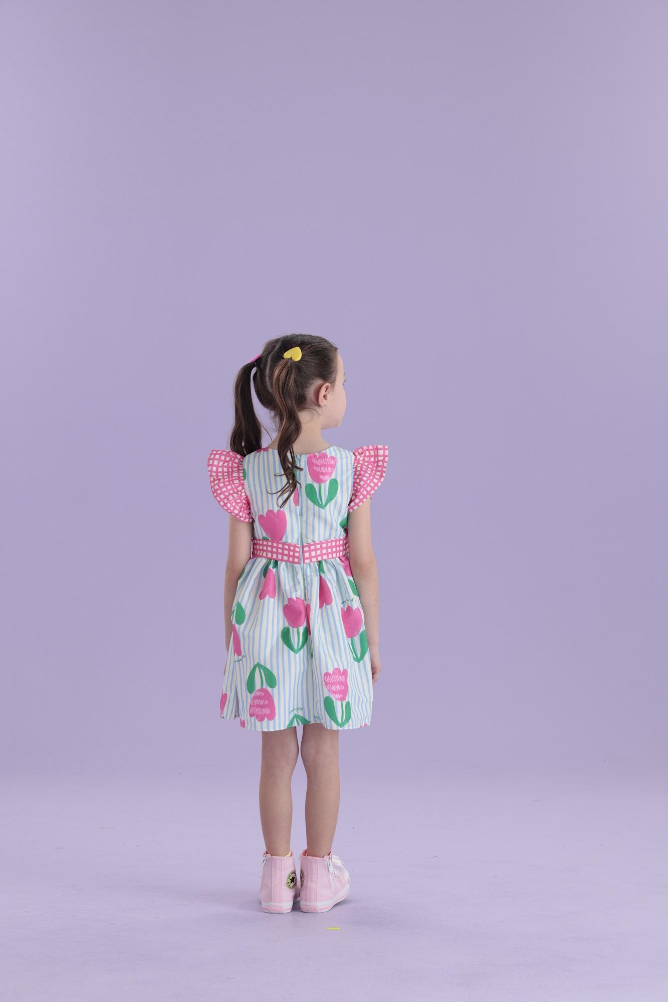 Vestido-Festa-Estampado-Com-Cinto-E-Manga-Fluida