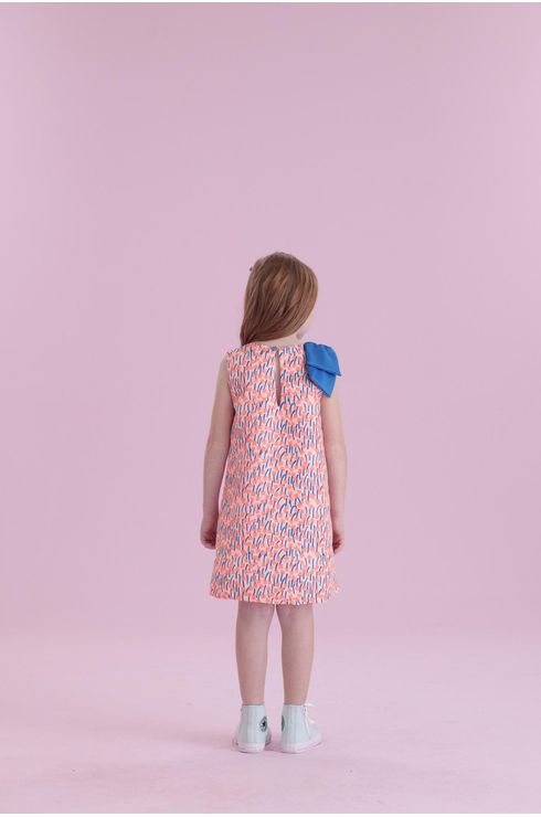 Vestido Manga Curta Com Estampa Floral E Maxxi Laço No Ombro