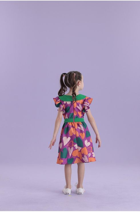 Vestido Festa Com Gola Bebê E Manga Godê