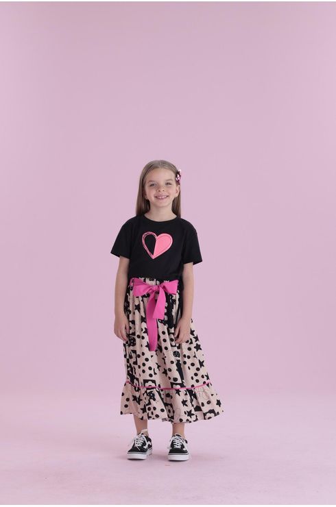 Saia Super Midi Em Viscose Com Cinto
